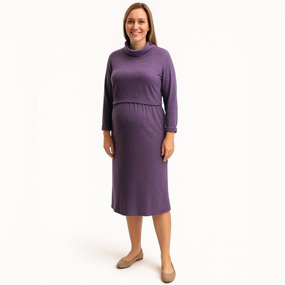 NWOT Aglow Maternity Comfy One-Piece Dress, Purple, Size M - Picture 1 of 6